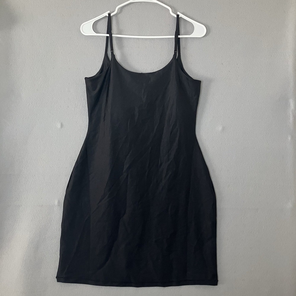 SKIMS Shine Spandex Jersey Mini Dress Nwt Size XL Babydoll Flattering Onyx - Picture 3 of 8